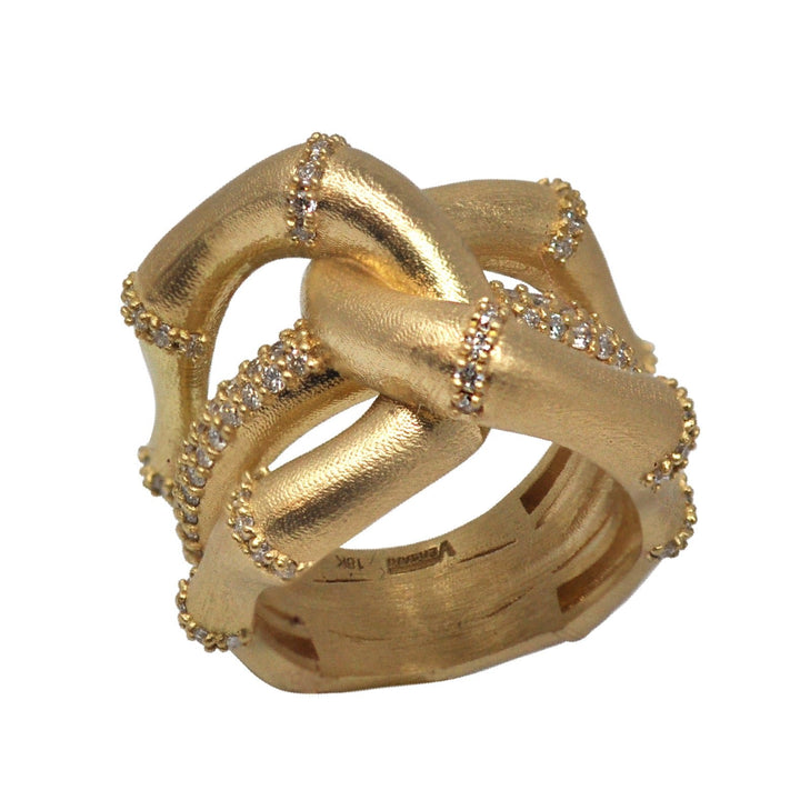 White Diamond Bamboo Interlocking Ring