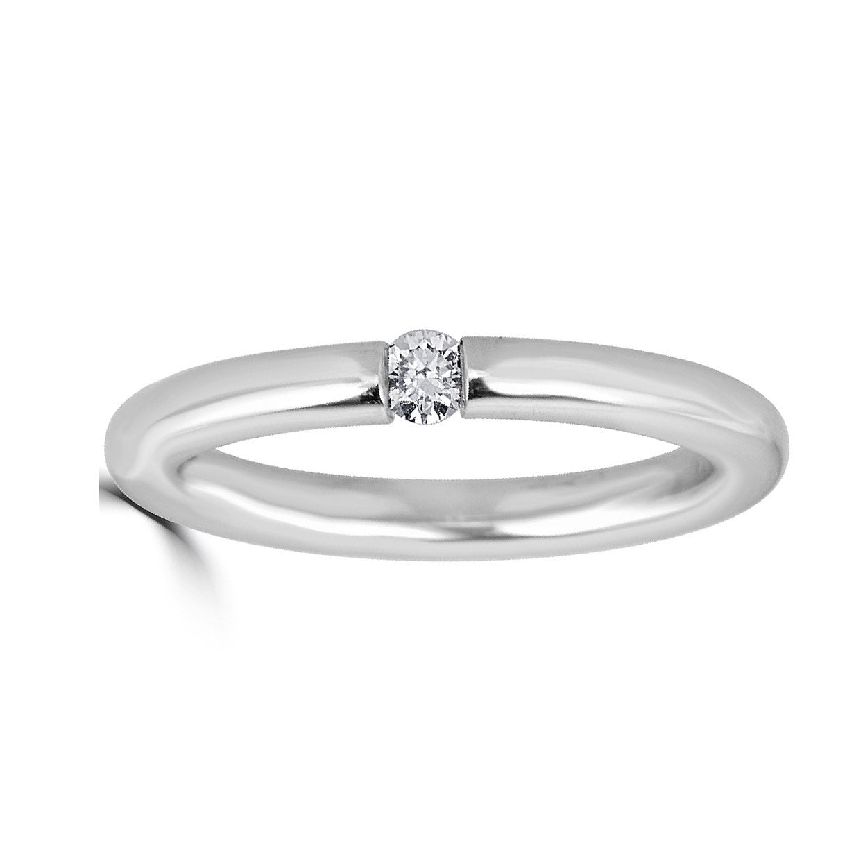 White Diamond Tension Set Ring