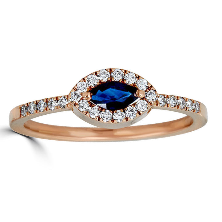 Halo Marquise Gemstone On Half Diamond Band