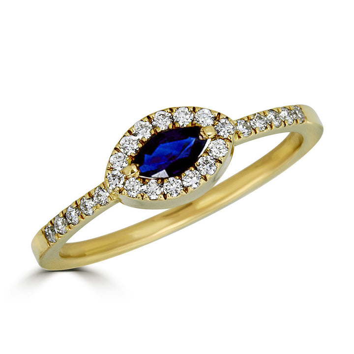 Halo Marquise Gemstone On Half Diamond Band