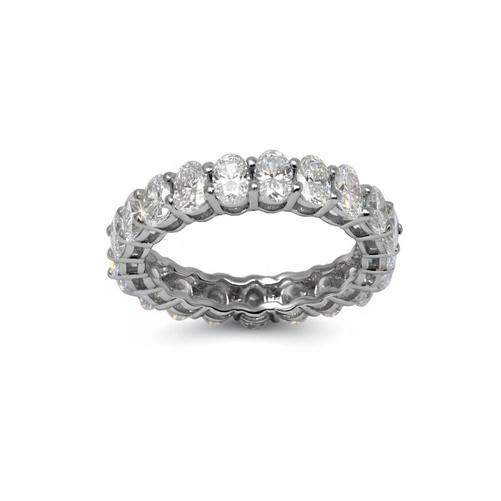 Large White Diamond Oval Cut Eternity Band