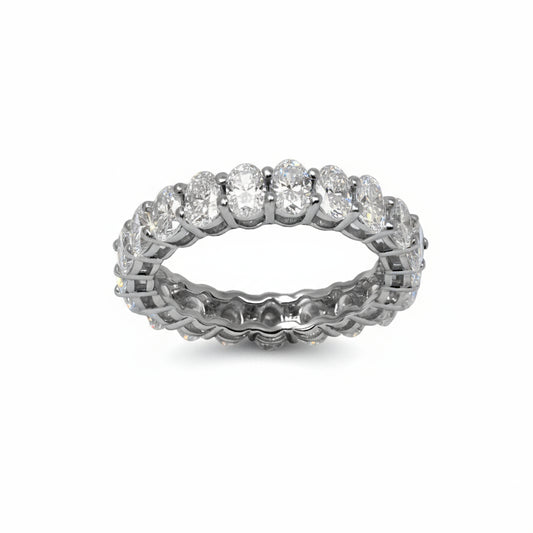 Large White Diamond Oval Cut Eternity Band