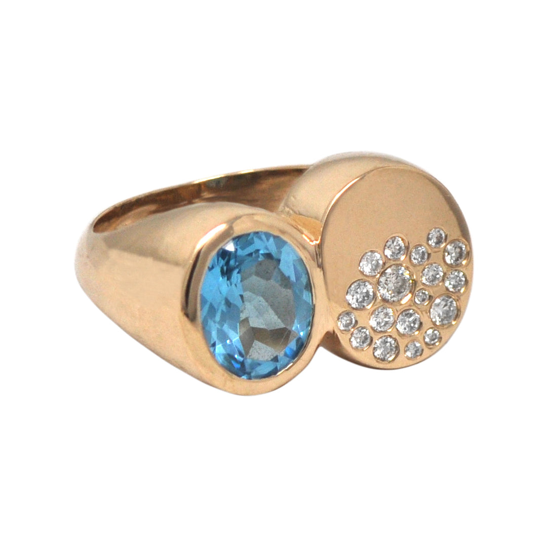 Diamond And Gemstone Double Circle Ring