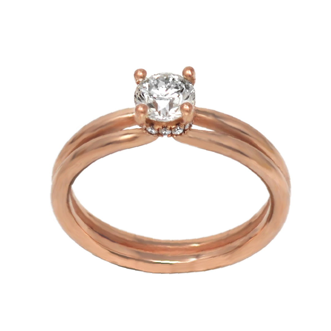 Petite White Diamond Solitaire Ring