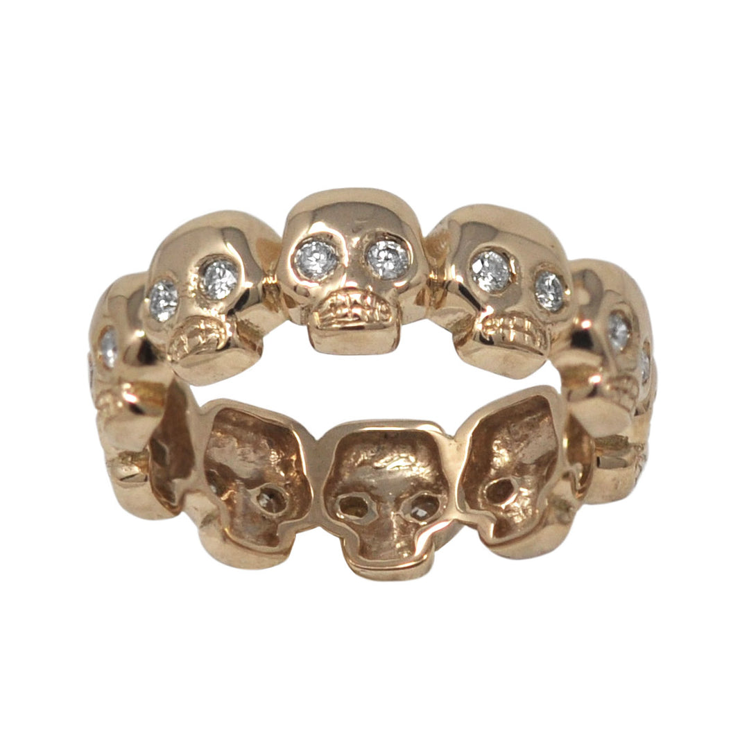 White Diamond All Around Skull Band Ring