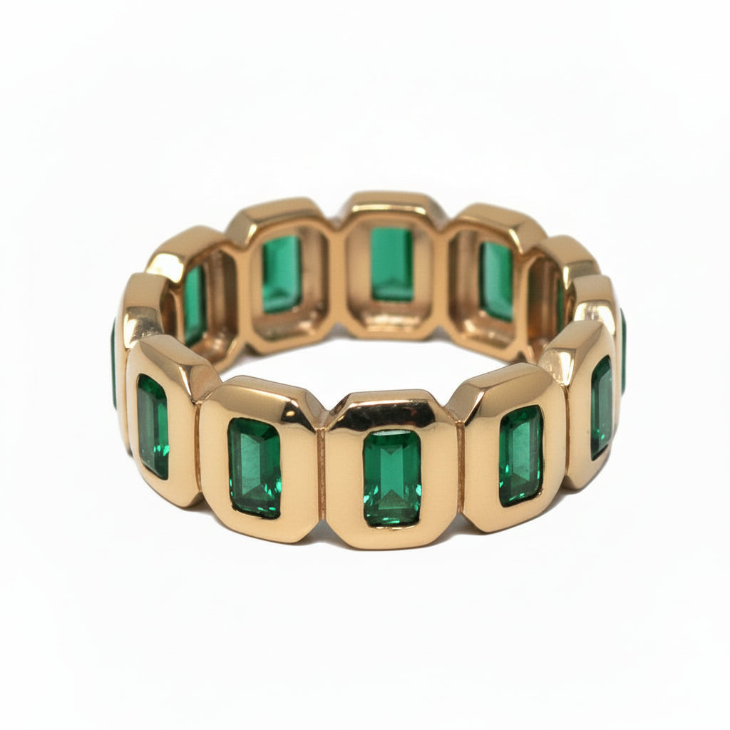 Gemstone Bezel-Set Continuous Ring In Gold