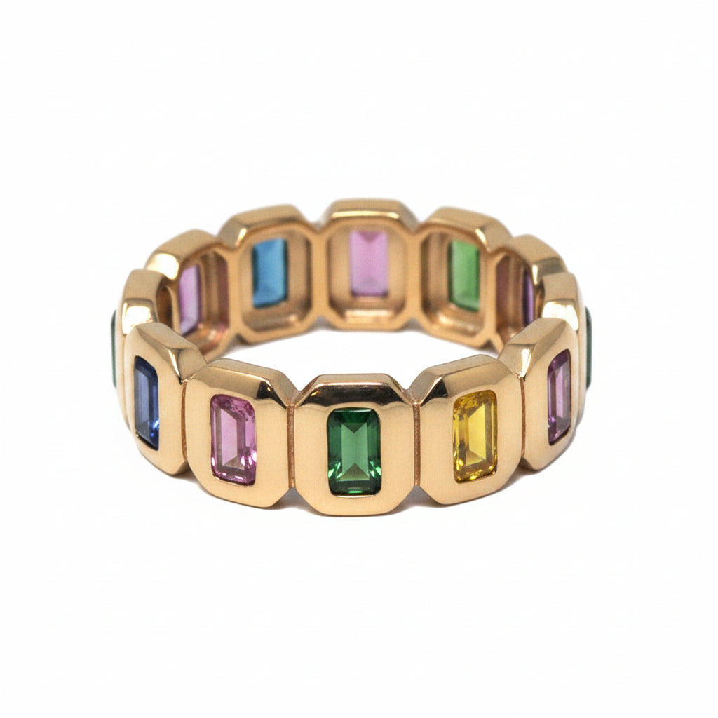 Gemstone Bezel-Set Continuous Ring In Gold