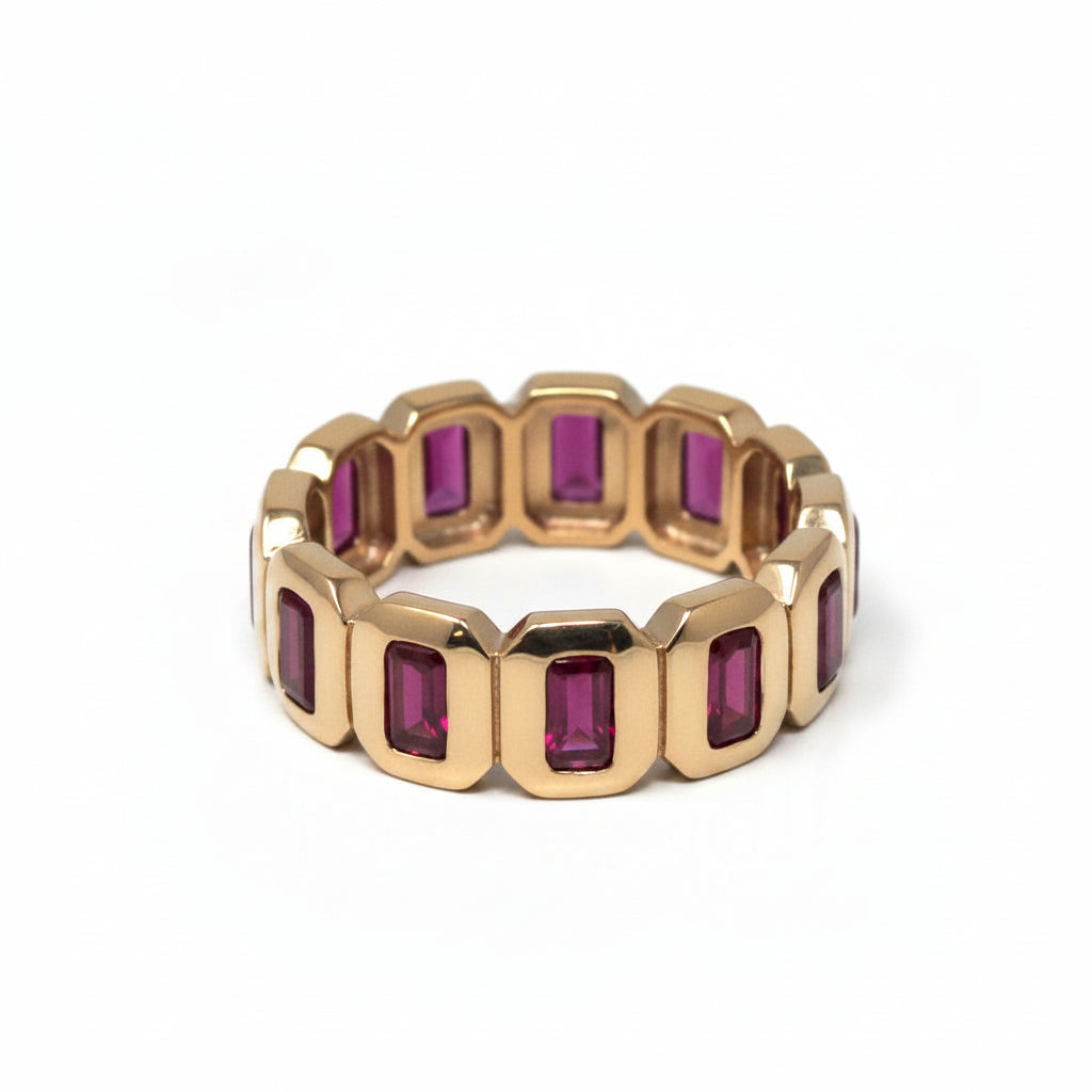 Gemstone Bezel-Set Continuous Ring In Gold