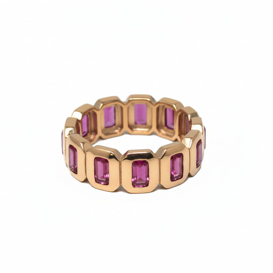 Gemstone Bezel-Set Continuous Ring In Gold