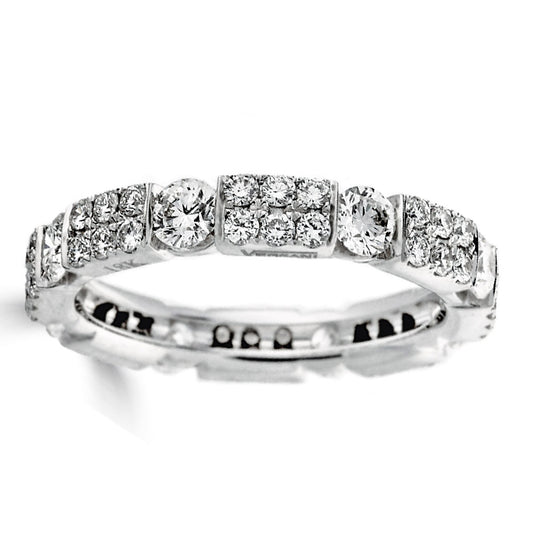 Alternating White Diamond Shapes Eternity Band