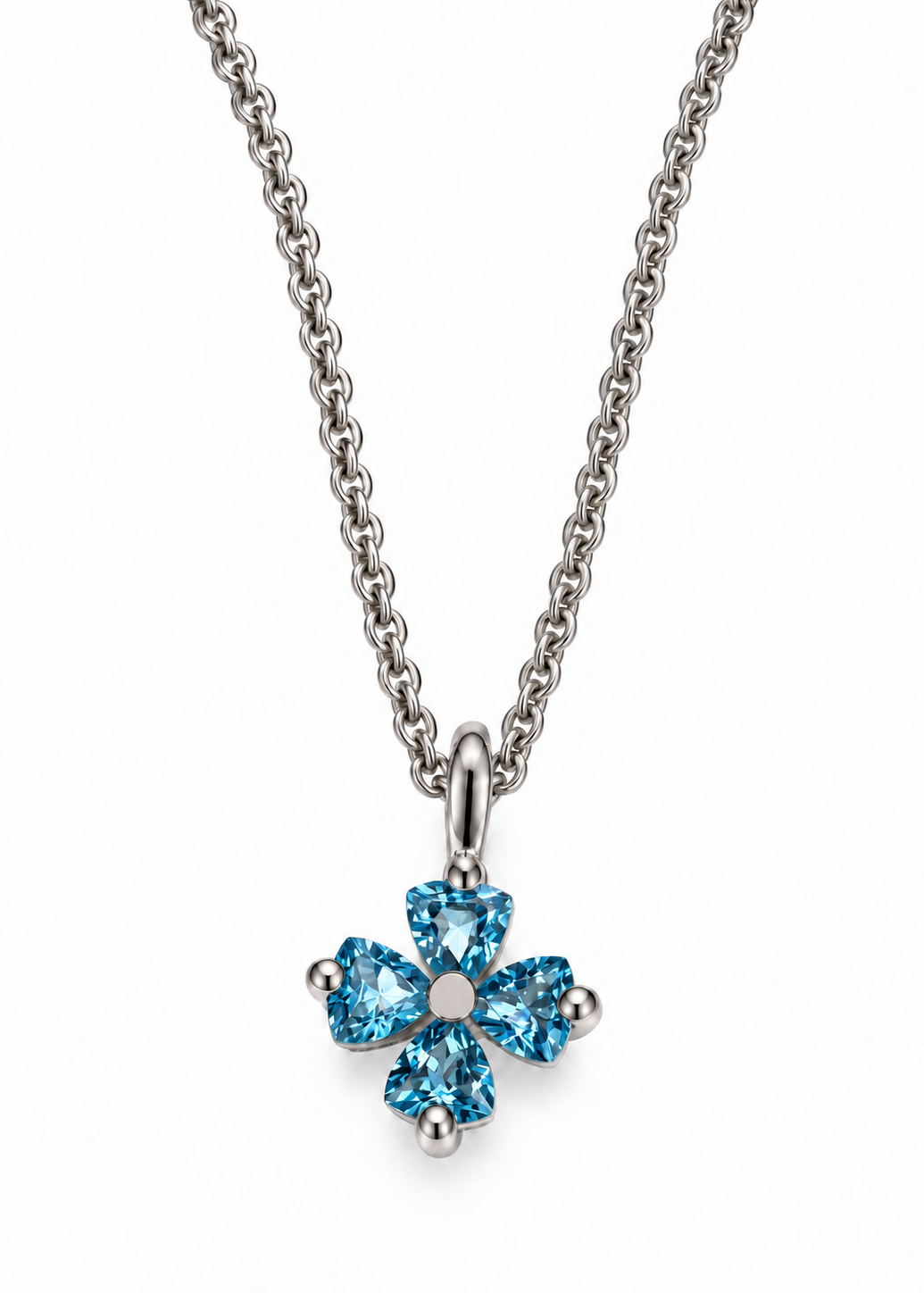 Gemstone Tension Flower Pendant Necklace