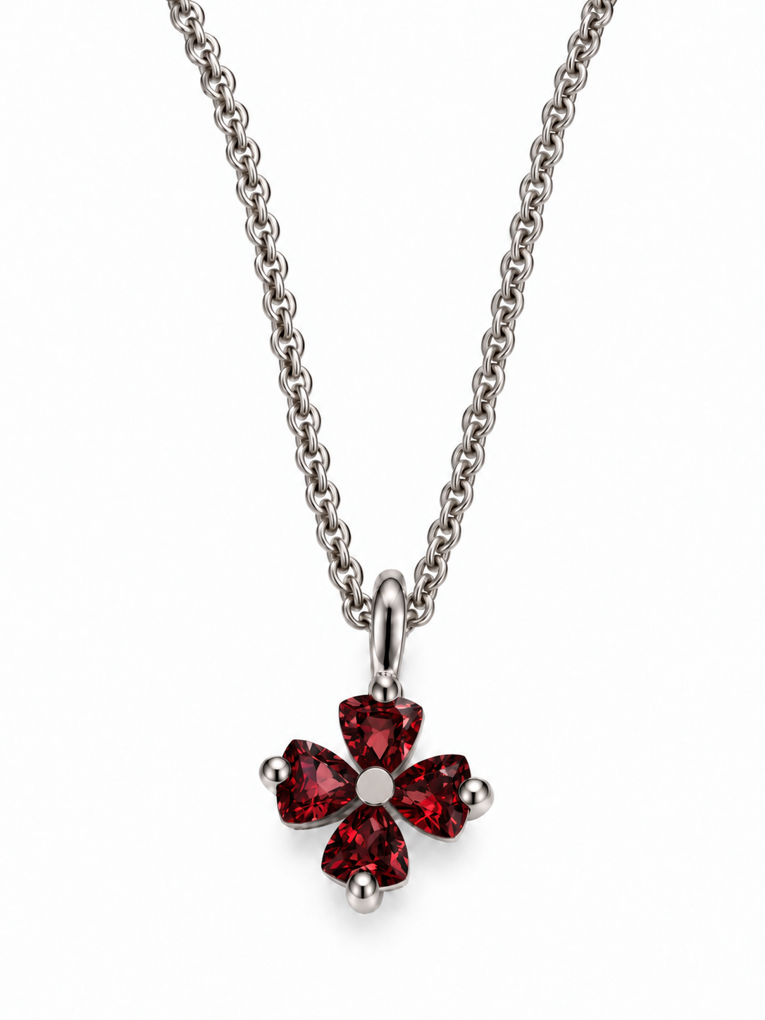 Gemstone Tension Flower Pendant Necklace