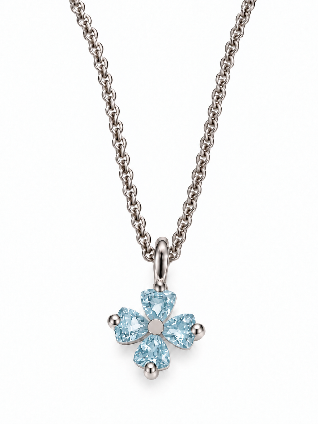 Gemstone Tension Flower Pendant Necklace