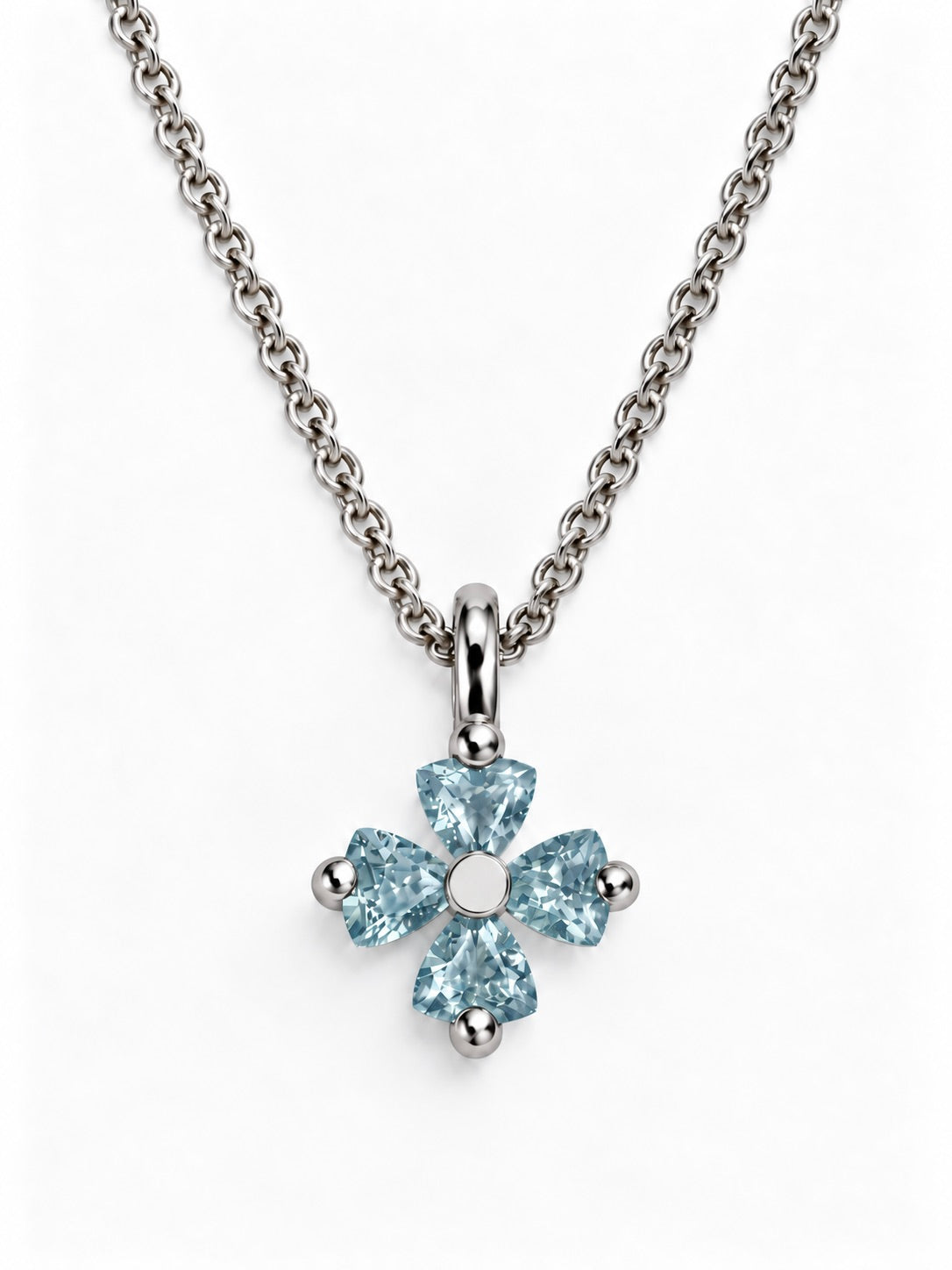 Gemstone Tension Flower Pendant Necklace