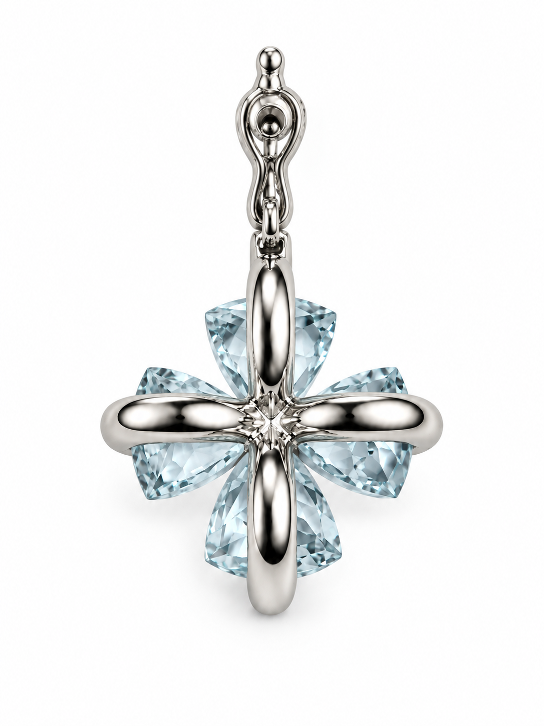 Gemstone Tension Flower Pendant Necklace
