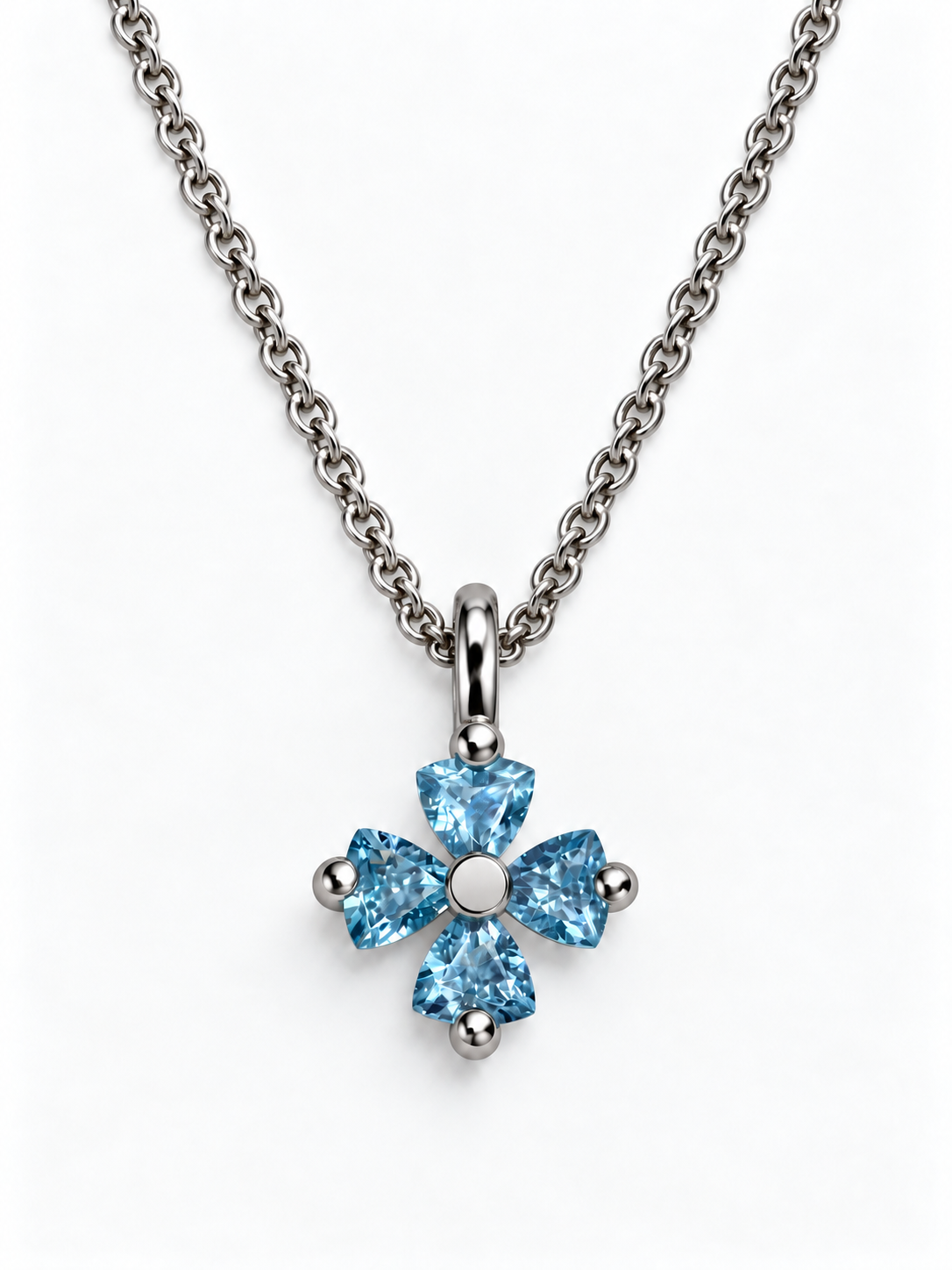 Gemstone Tension Flower Pendant Necklace