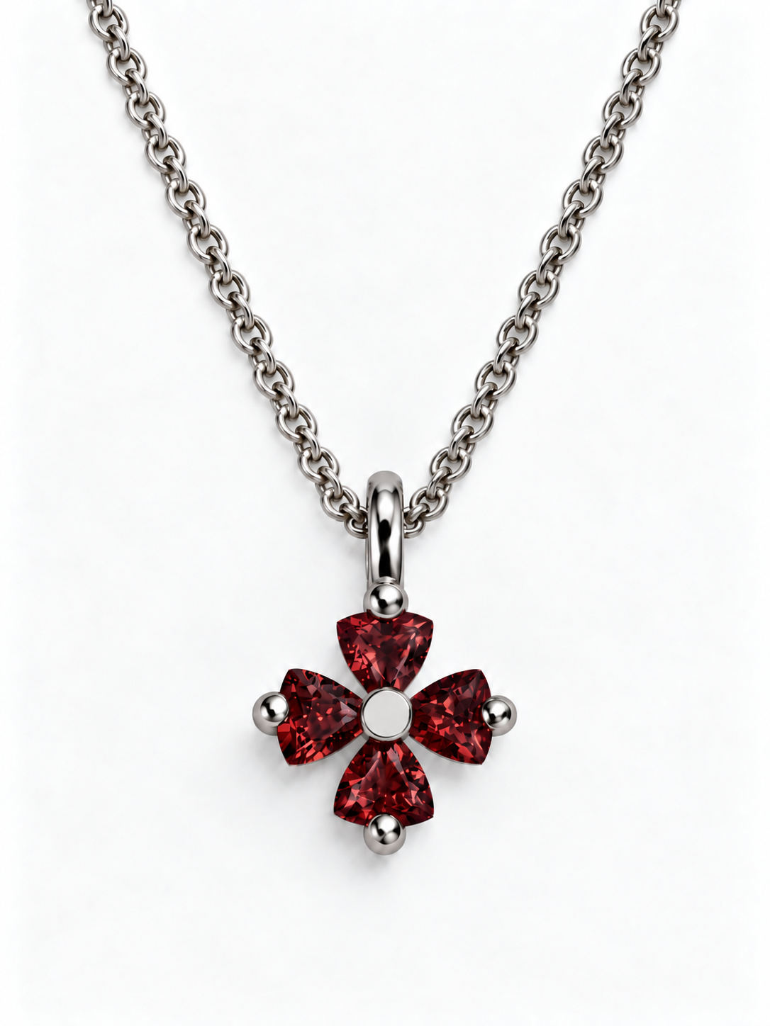 Gemstone Tension Flower Pendant Necklace