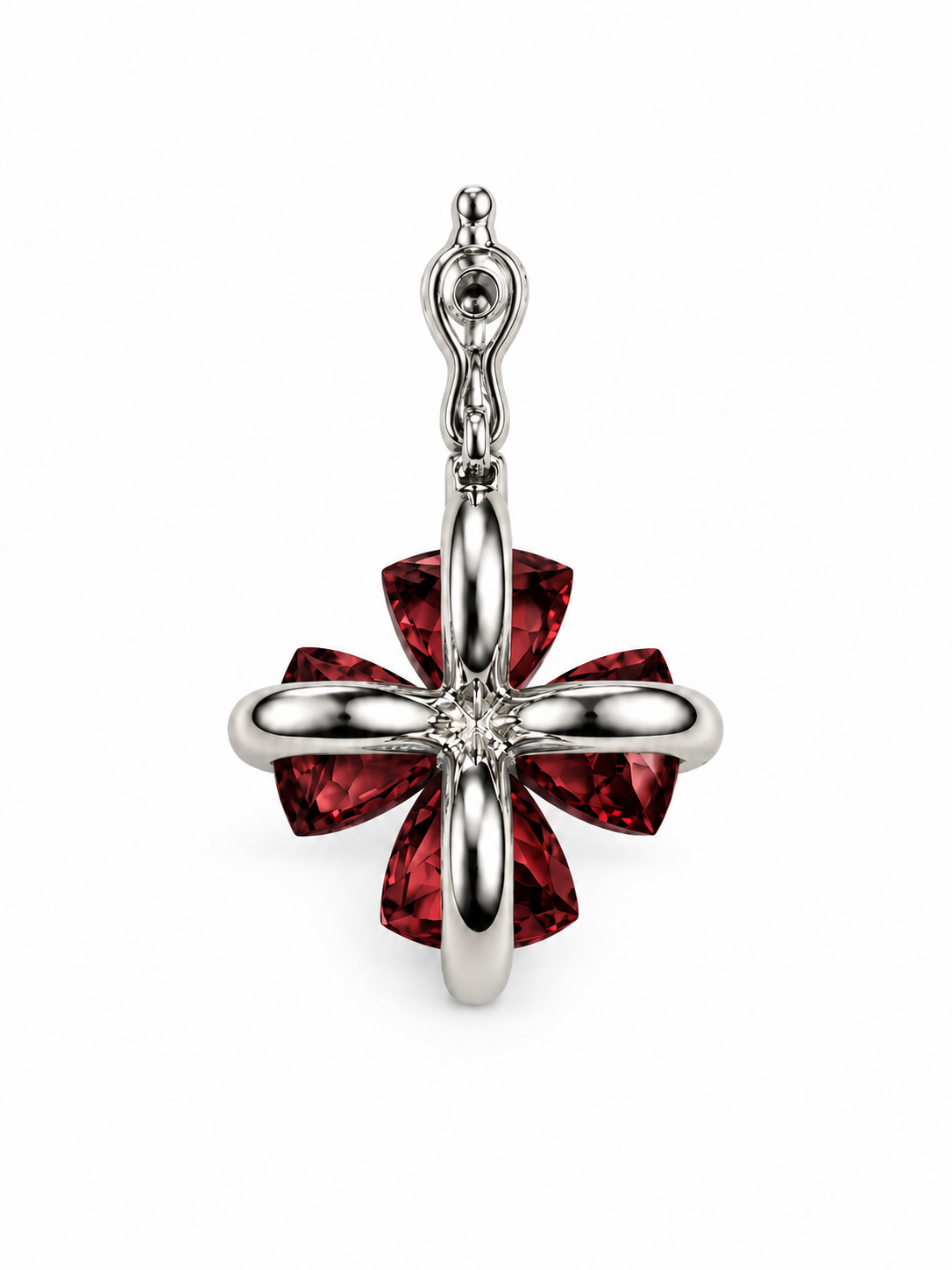 Gemstone Tension Flower Pendant Necklace