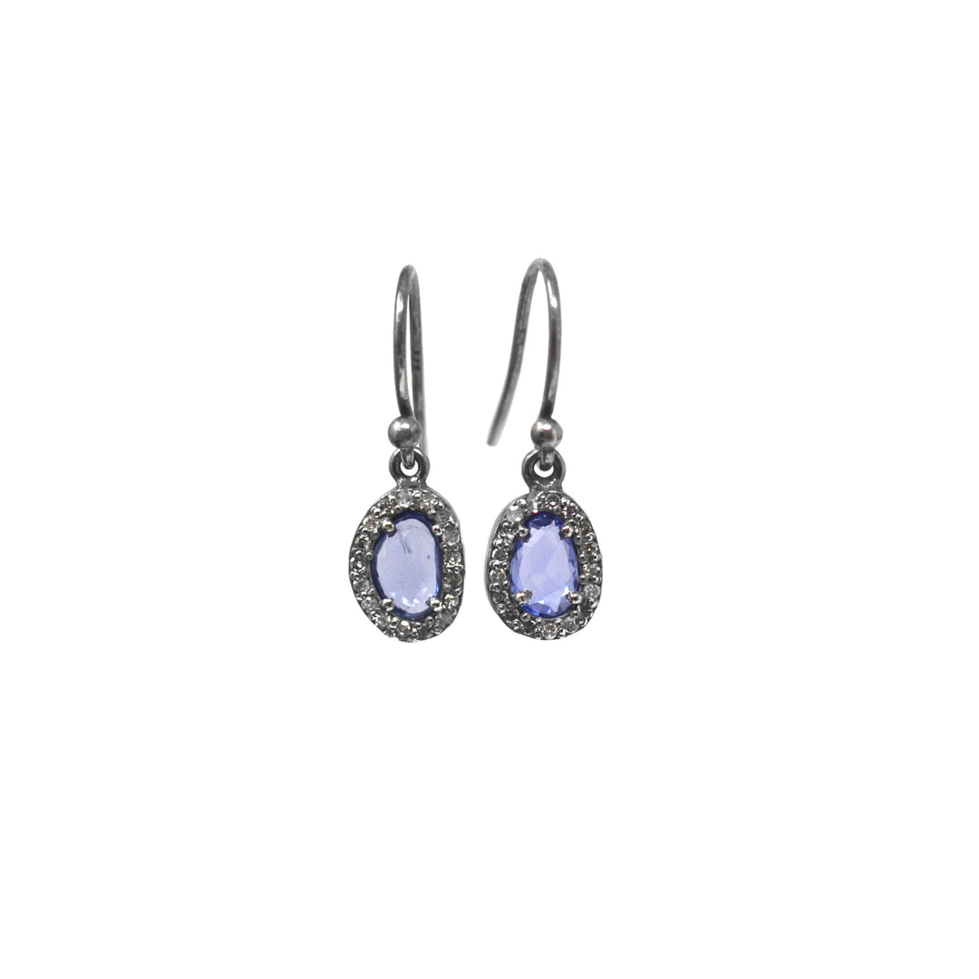 Diamond And Blue Sapphire Drop Earrings