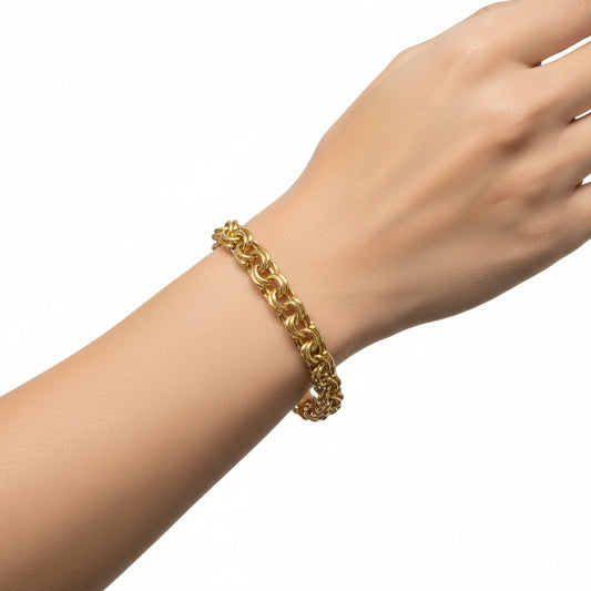 Double Link Chain Bracelet In Yellow Gold