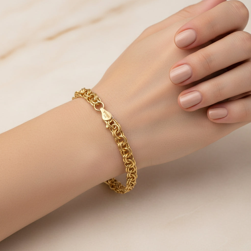Double Link Chain Bracelet In Yellow Gold
