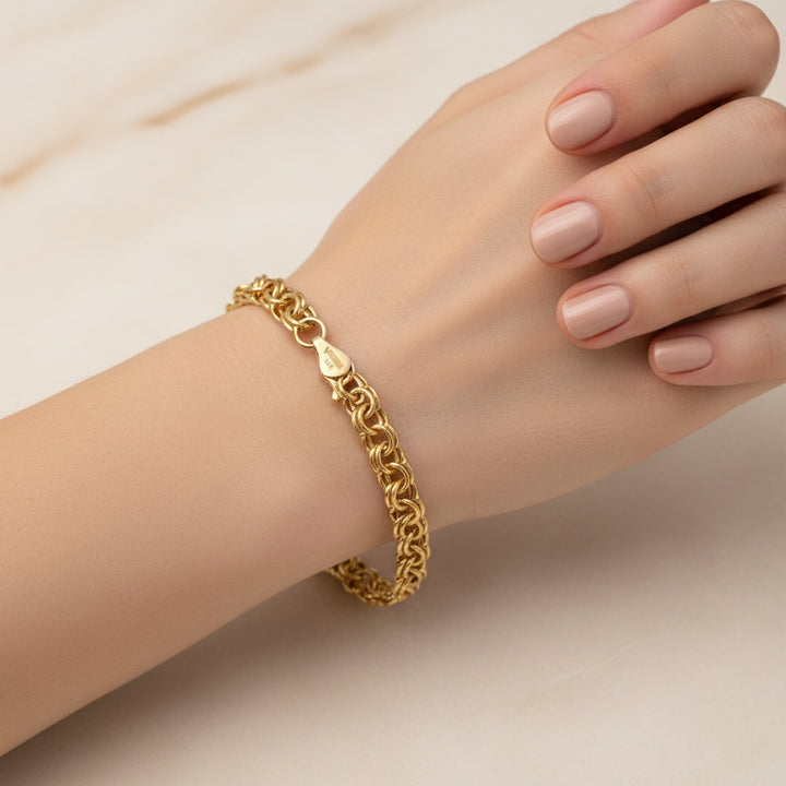 Double Link Chain Bracelet In Yellow Gold