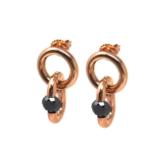 Black Diamond Tension Earrings In Rose Gold