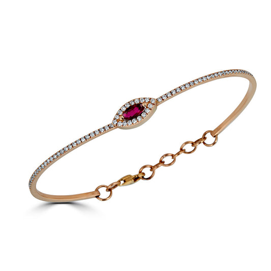 Marquise Stone With Diamond Halo Bracelet