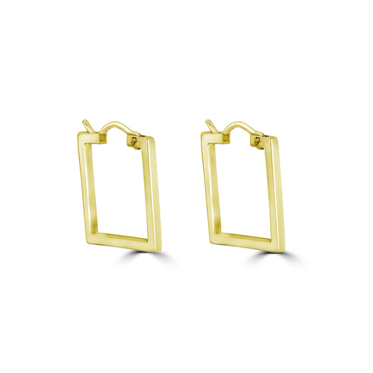 Gold Small Rectangle Hoop Earrings