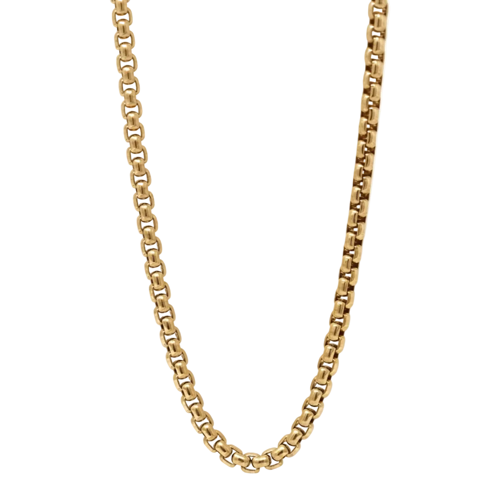 Men's best seller 14k gold 3.5mm large round box chain necklace - Bold luxury artisan chains by Versani SOHO NY