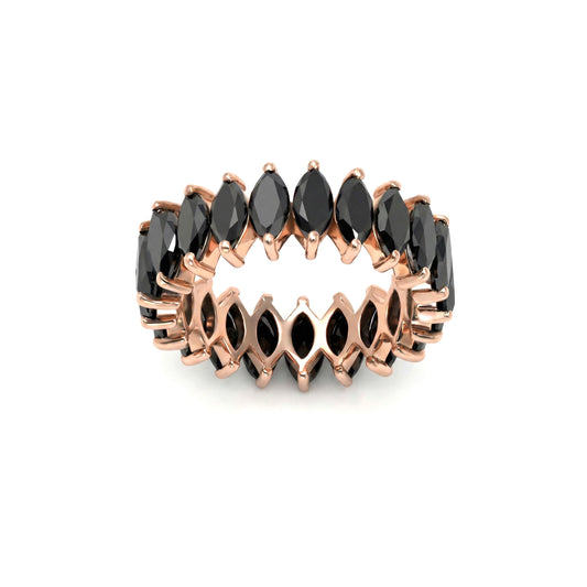Marquise Cut Black Diamond Eternity Band