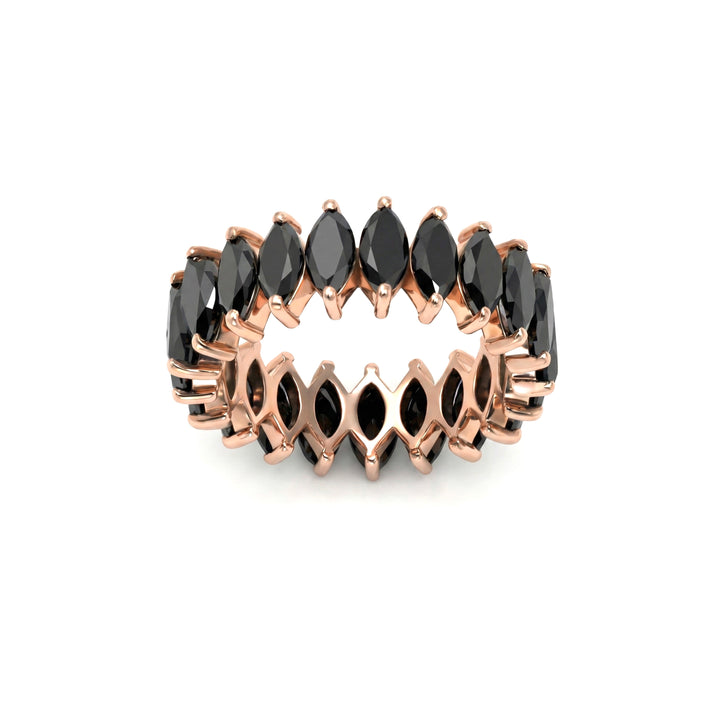 Marquise Cut Black Diamond Eternity Band