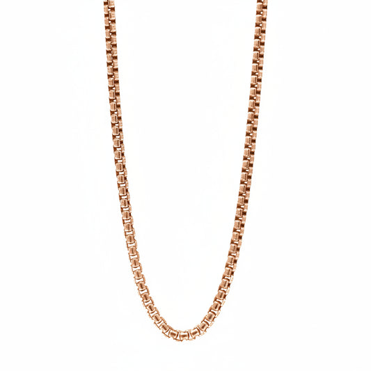 Men's best seller 14k gold 2.5mm medium round box chain necklace - Top rated artisan chains by Versani SOHO