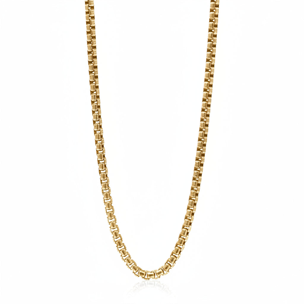 Men's best seller 14k gold 2.5mm medium round box chain necklace - Top rated artisan chains by Versani SOHO NY