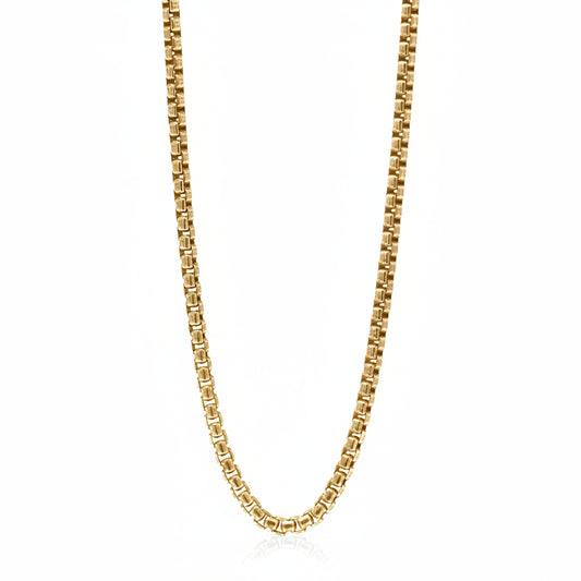 Men's best seller 14k gold 2.5mm medium round box chain necklace - Top rated artisan chains by Versani SOHO NY