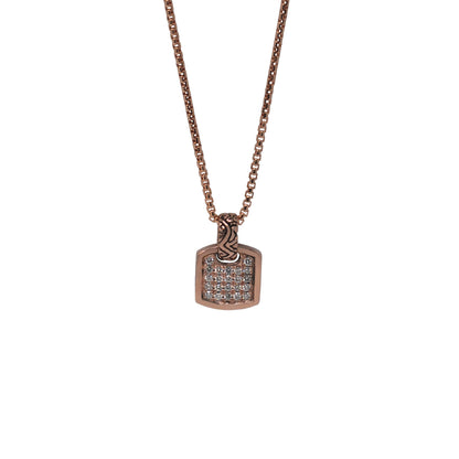 Men's 14k rose gold mini square necklace with hand-set white diamonds - Best men's jewelry by Versani SoHo