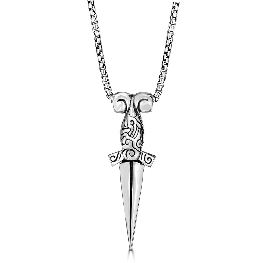 KeyDesign Dagger Pendant Necklace In Sterling Silver