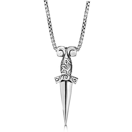 KeyDesign Dagger Pendant Necklace In Sterling Silver