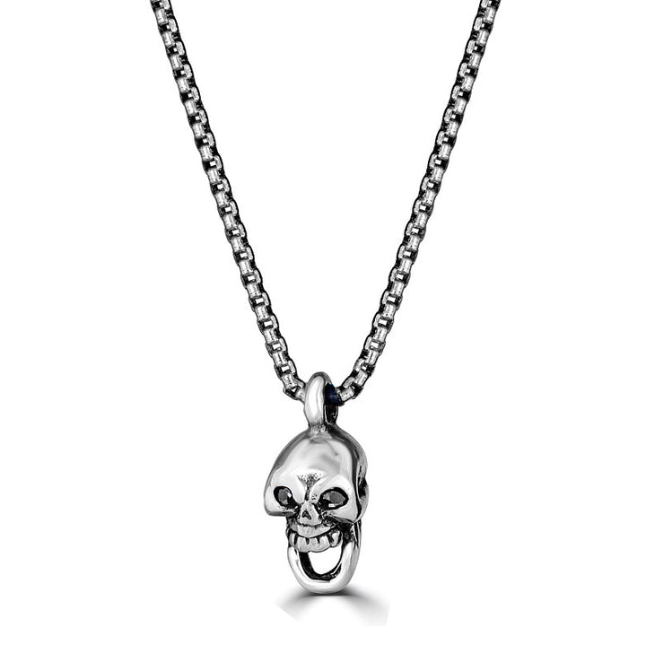 Gem Eyes Mini Skull Pendant Necklace