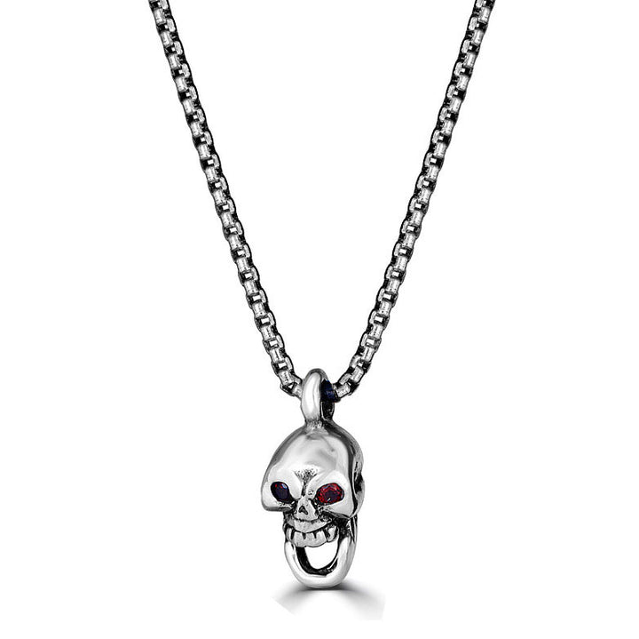 Gem Eyes Mini Skull Pendant Necklace