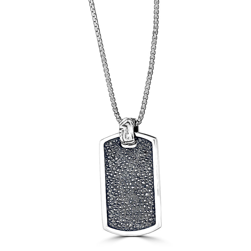 Oxidized Tag Necklace In Sterling Silver