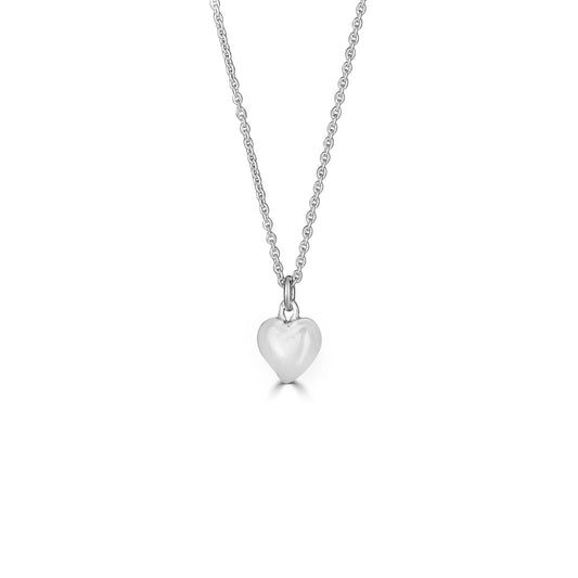Mini Heart Pendant Necklace In Sterling Silver