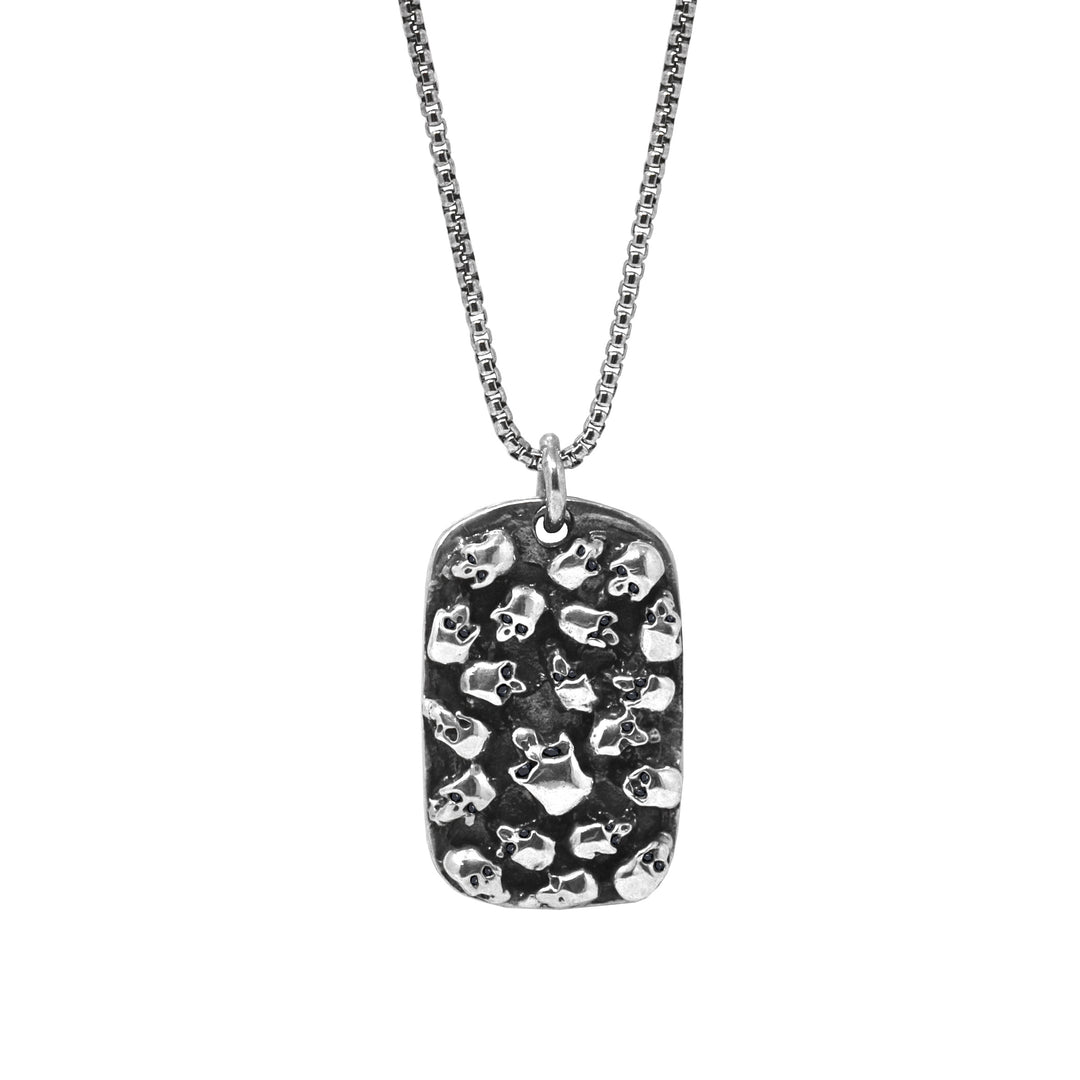 Mini Skulls Tag Pendant Necklace