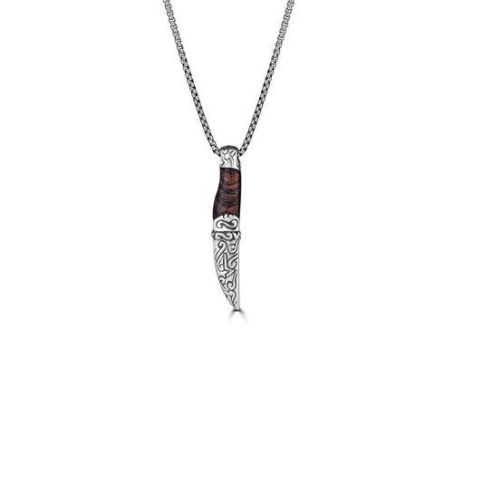 Small KeyDesign Wood Knife Pendant Necklace