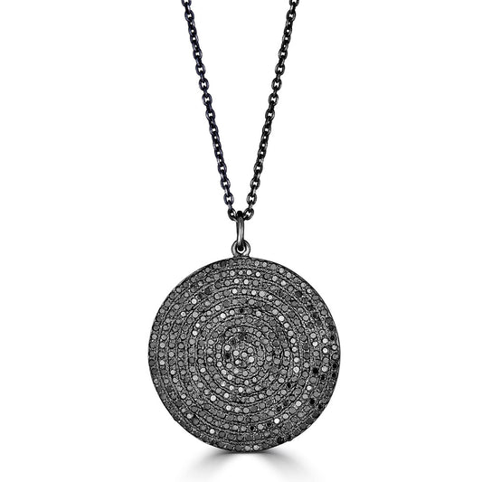 Black Diamond Disc Pendant Necklace