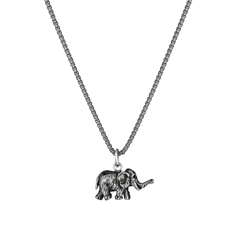 Mini Elephant Pendant Necklace In Sterling Silver