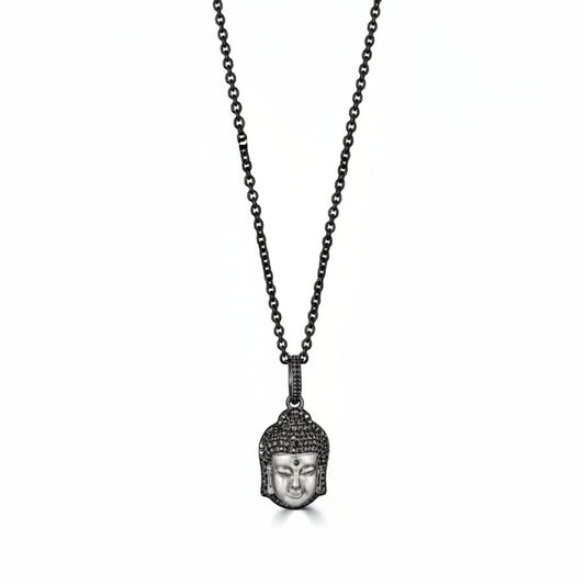 Small Black Diamond Buddha Pendant Necklace