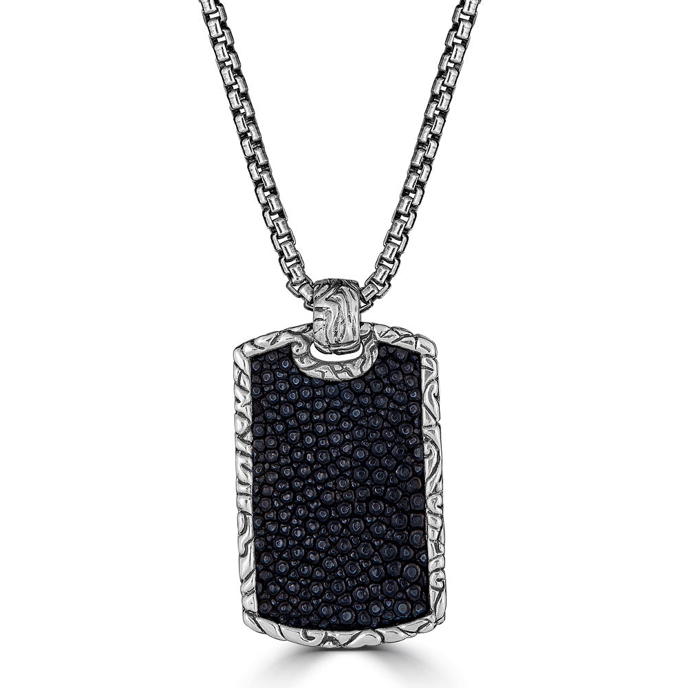 Stringray Inlay KeyDesign Pendant Necklace In Sterling Silver