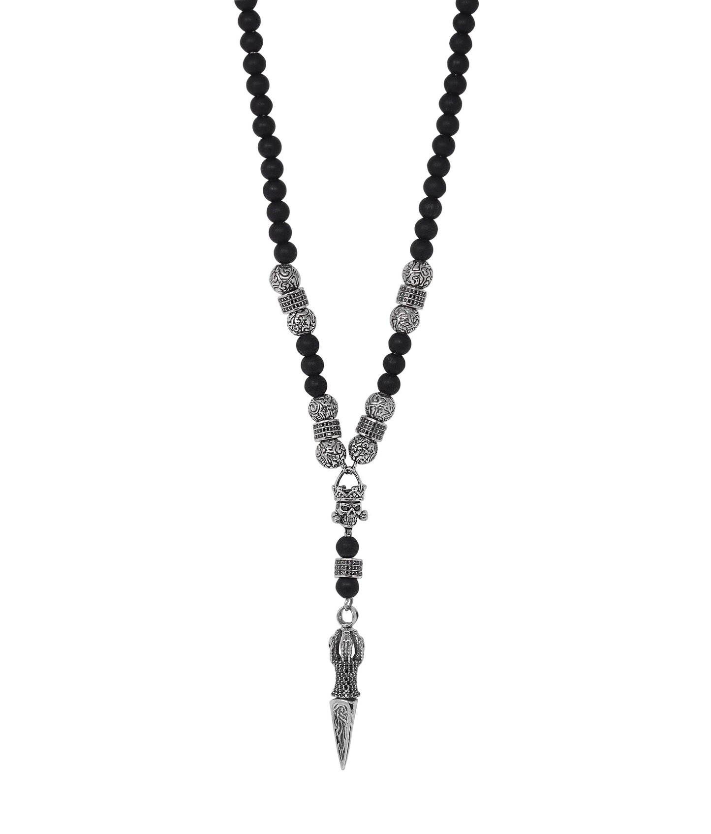 Black Diamond Dagger Beaded Necklace