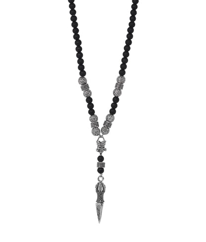 Black Diamond Dagger Beaded Necklace